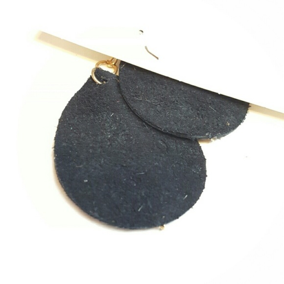 Black Leather Earrings - Picture 3 of 3
